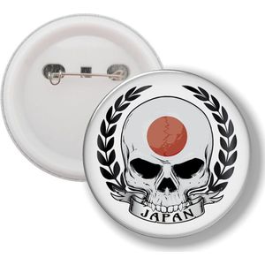 Button Met Speld - Schedel Vlag Japan