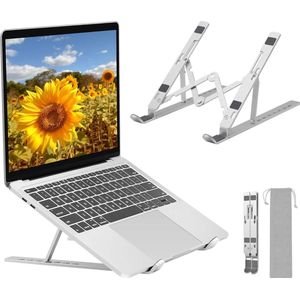 Laptopstandaard In hoogte verstelbare, opvouwbare aluminium laptopstandaard voor laptops met een formaat van 17 inch of minder
