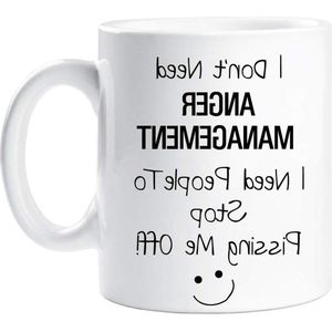 60-second makeover mug - No Need Anger Management - Funny Novelty Gift Cup for Limited People - Ceramic Present with Humor