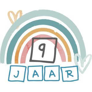32x 9 JAAR - Baby Peuter Kinder Verjaardag Stickers - Leuk Regenboog voor Jongen en of meisje