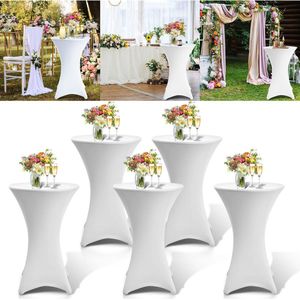5x Luxe Statafelrok - ∅70-75x110 cm - Extra Dik & Sterk - Stretch Statafelhoes - Statafel Partytafel Tafelrok - Wit-Geschikt voor Horeca Evenementen | Cocktailparty | Trouwerij