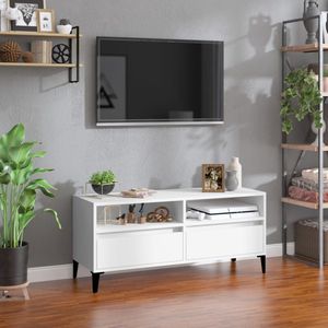 The Living Store Klassieke TV-kast - 100 x 34.5 x 44.5 cm - Duurzaam hout - Wit