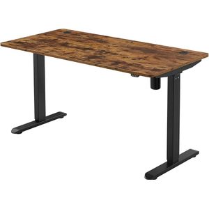 Elektrisch bureau, in hoogte verstelbaar, bureaustraam, bureauframe met motor, 140 x 70 x (73-114) cm, staal, vintage bruinzwart LSD012B01