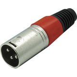 XLR 3-pins (m) connector met plastic trekontlasting - grijs/rood