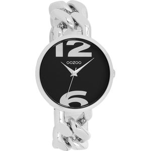 OOZOO Timepieces - Zilverkleurige OOZOO horloge met zilverkleurige grove schakelarmband - C11261