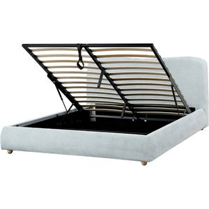 BLAGNAC - Bed met opbergruimte - Lichtblauw - 160 x 200 cm - Stof