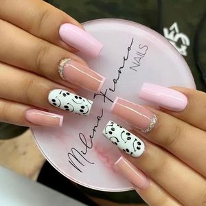 De 2 Lalas - Kunstnagels - nep nagels - plak nagels - diamandjes - steentjes - press on nails - 24 stuks - secondenlijm + nagelpatches - vijl - bokkepootje - alcoholdoekje