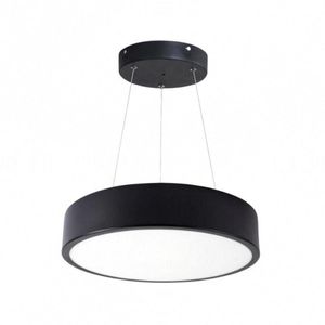 Kit Plafonnier LED Noir 18W 25cm avec Kit de Suspension - Blanc Neutre 4000K - 5500K
