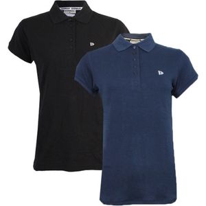 2-Pack Donnay - Polo Pique (Lisa) - Poloshirt - Dames - Black/Navy (919) - maat L