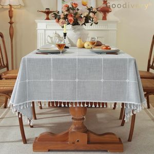 Goodivery ® - Tafelkleed - Wasbare keukentafelhoes voor eettafel - Elegant tafelkleed 140x180cm Raster grijs