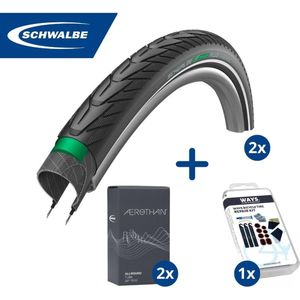 Fietsband - Schwalbe - Buiten- & binnenbanden (2x2 stuks) - Energizer Plus & SV17E - 28 inch x 1.40 - 2.00 - 60 mm - Met plaksetje