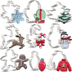 Kerstuitsteekvormen Set - o.a. Sneeuwpop, Kerstboom, Rendier & Koekemannetje - Metaal Uitstekers - Kerst Koekjes bakken