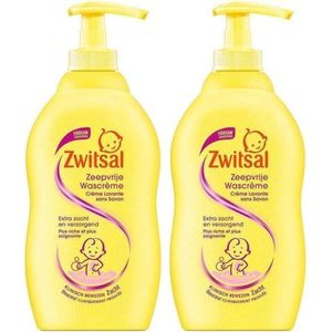 Zwitsal zeepvrije wascrème pomp - 2 x 400 ml - baby voordeelverpakking voor baby's zacht voor de huid