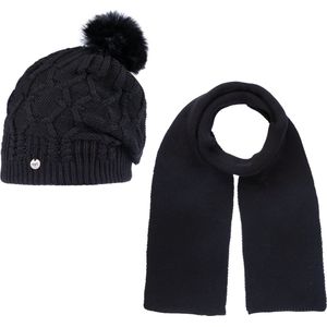 SYT Dames 2-Delig Winter Set | Sjaal - Muts (Beanie) | 22003-02-01 | Black