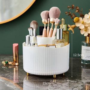 Cosmetische make-up organizer, 360° roterende borstel organizer, make-up opbergdoos voor cosmetische make-up, oogschaduwborstel, lippenstiftdoosje voor dressoir, badkamer, slaapkamer