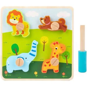Houten puzzel dieren - Vanaf 18 maanden - Kinderpuzzel - Educatief montessori speelgoed - Grapat en Grimms style