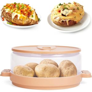 Gepofte Aardappel Magnetron Koker - Doorzichtig Plastic Magnetron Stomer voor het Koken van Aardappelen - Snel Kokend, Vaatwasser veilig, Non-BPA Kookwaren - 24 x 19,5 x 9,5 cm