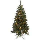 Buxibo Groene PVC Kerstboom op Metalen Standaard - Met 100 LED-licht - Warm wit - 8 Unieke Lichteffecten - EU-stekker - Versterkte Metalen Standaard - 430 Takken - 150cm