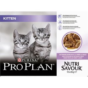Pro Plan Junior Nutrisavour Katten Natvoer - Kalkoen - 10 x 85 g