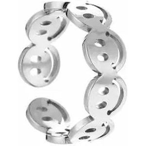 Michelle bijou, ring, smileys, zilver, one-size, stainless steel