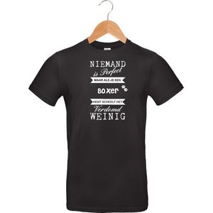 mijncadeautje - T-shirt unisex - zwart - Niemand is perfect - Boxer - maat XL