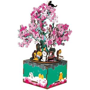 Robotime - Muziekdoos - DIY - 3D - Cherry Blossom Tree  - Houten Modelbouw