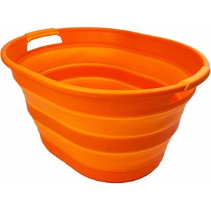 23l opvouwbare Plastic wasmand-ovale bad / mand-Opvouwbare opslagcontainer / Organizer-Draagbare wastafel-ruimtebesparende Wasmand (Oranje)