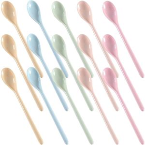 Eierlepels van kunststof - 15 stuks - 18 cm lang - Herbruikbaar - Onbreekbaar - 5 kleuren