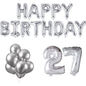 27 jaar Verjaardag Versiering Ballon Pakket Zilver