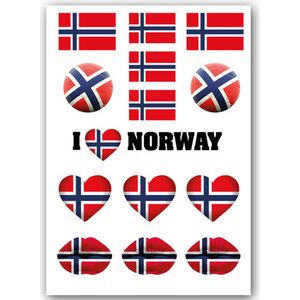 Temporary Tattoo Noorwegen / Norway (A5 formaat) [Neptattoo - Tijdelijke tatoeage smink schmink versiering - Nep Fake Tattoos - Water overdraagbare festival sticker Glitter - Volwassenen Kinderen Jongen Meisje WK, World Cup, Voetbal