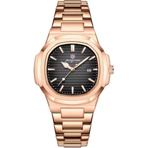 Mpariz - Luxe HerenHorloge - Polshorloge - Heren - Cadeau - Horloge - Geschenkdoos - Mannen - Rosé en Zwart - Luxe Doos