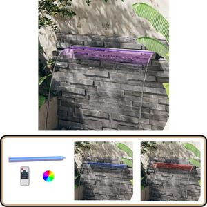 vidaXL Watervaloverlaat met RGB LED's 108 cm RVS Waterval Overlaat - Tuinwaterkunst - Vijverpomp - Led Verlichting - Inox
