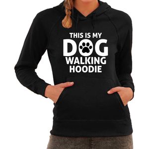 This is my dog walking hoodie Fun tekst hoodie / trui zwart voor dames - Fun tekst luie dag/chillen hooded sweater - Honden thema kleding L
