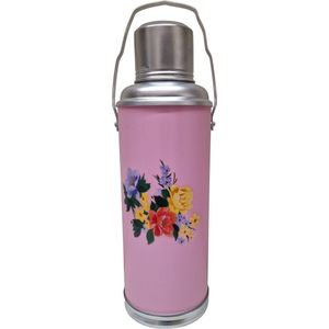 DongDong - Chinese Thermoskan - 1,2 Liter - Roze - Bloemen dessin