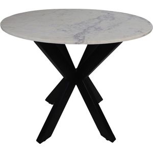 Eettafel rond marmer - ø90x76 - wit/zwart - marmer/metaal