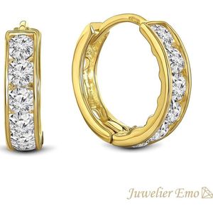 Juwelier Emo - 14 Karaat Gouden Kinderoorbellen meisje met Zirkonia stenen - KIDS - 11 mm