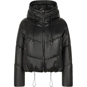 ICY Puffer Leren Jas - Winterjas - Zwart - Maat XL