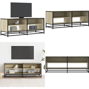 vidaXL Tv-meubel 120,5x40x46cm bewerkt hout metaal sonoma eikenkleurig - Tv-meubel - Tv-meubelen - Tv Kast - Opbergkast