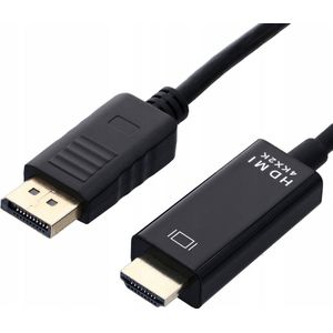 NÖRDIC DPHM-N1020 Displayport 1.2 naar HDMI kabel - 4K 30Hz - 10.8Gbps - HDTV - 2m - Zwart