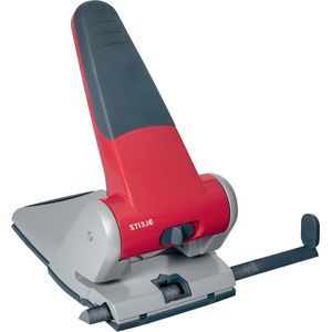 Extra-sterke metalen perforator - 65 vellen - aanslagrail - ergonomisch design - rood