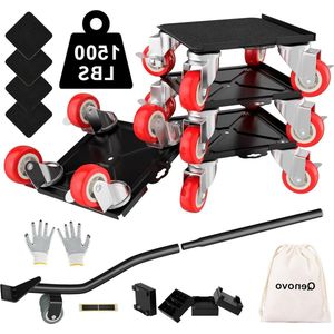 Meubeltransportwielenset - 4 wielen - 1500 Ibs maximale draagkracht - 360 graden draaibaar - stil wiel met remmen - meubelroller - voor het moeiteloos verplaatsen van meubels - 153 IN - 4 wielen.