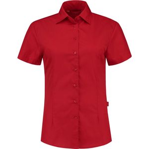 L&S Shirt poplin mix met korte mouwen voor dames rood - M