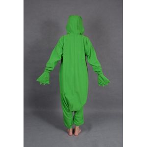 KIMU Onesie Kikker Pak - Maat XS-S - Kikkerpak Kostuum Groen Pad 152 158 - Zacht Fleece Huispak Dierenpak Jumpsuit Pyjama Dames Heren Festival