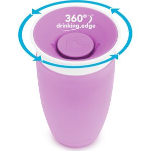Munchkin Miracle Anti-Lek 360° Drinkbeker - Sippy Cup - Oefenbeker voor Baby en Kind - 296ml - Paars