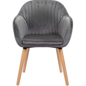 1 Eetkamerstoel Fluweel oppervlak,keukenstoel elegante met massief houten poten,Donkergrijs BH95dgr-1