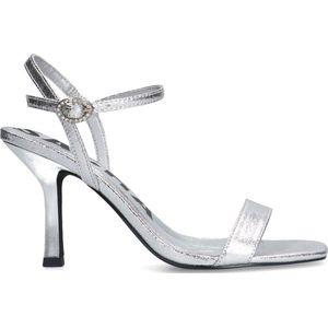 Sacha - Dames - Zilveren metallic sandalen met hak - Maat 42