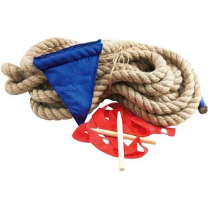 Ouderwets touwtrekken spel - 10 meter touw met vlaggetje - Geschikt voor 1 tegen 1 of 2 ploegen