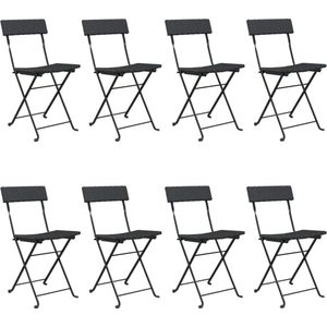 vidaXL - Bistrostoelen - 8 - st - inklapbaar - poly - rattan - en - staal - zwart