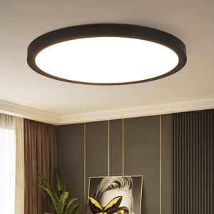 LED Plafondlamp Plat 15W - Neutraal Wit Ø22cm - IP44 Waterdicht - Zwart - Slaapkamer Badkamer Hal Woonkamer