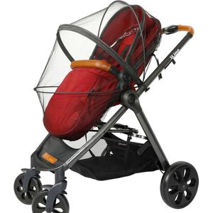 Babymuggennet voor kinderwagens - Extra ruim ontwerp met dubbele ritssluiting - Elastisch voor nauwkeurige bevestiging van het net, past op drager, babymand, jogger en autostoeltje